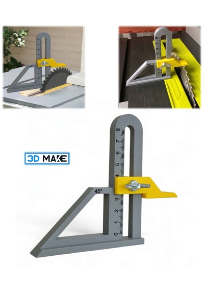 Yükseklik Ölçüm Mastarı - Masa Testeresi Ve Freze Ayar Aparatı 8cm Ölçüm, 45 Açı