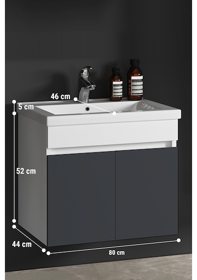 Çiğdem 80 Cm Beyaz-füme Balon Mdf Seramik Lavabolu Asma Banyo Alt Dolabı Beyaz - Füme Çiğdem 80 Cm Beyaz-füme Balon Mdf Seramik Lavabolu Asma Banyo Alt Dolabı Beyaz - Füme