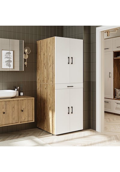 Banyo Dolabı Kapaklı Çamaşır Ve Kurutma Makinesi Dolabı 70x185 Cm Atlantik Çam - Beyaz Banyo Dolabı Kapaklı Çamaşır Ve Kurutma Makinesi Dolabı 70x185 Cm Atlantik Çam - Beyaz