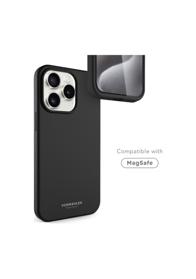 Vonmahlen Apple Uyumlu iPhone 15 Pro Max Magsafe Silikon Kılıf Siyah
