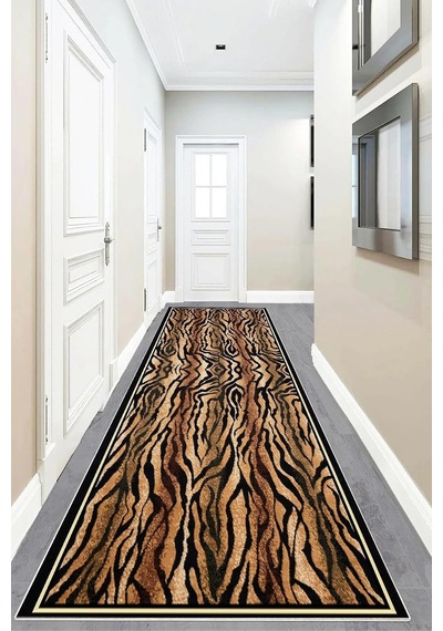 Pelangi Leopar Desenli Dijital Baskı Yıkanabilir Kaymaz Taban Modern Salon Halısı Ve Yolluk, Kahverengi-siyah 80 X 4 Çok Renkli