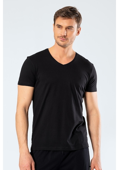 Cacharel 2170 Modal V Yaka Erkek T-shirt - Siyah Siyah