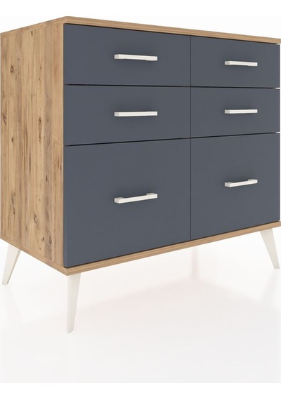 Hyperion Şifonyer 6 Çekmeceli 88x44x80 Çam-çam/antrasit Çam/antrasit Hyperion Şifonyer 6 Çekmeceli 88x44x80 Çam-çam/antrasit Çam/antrasit