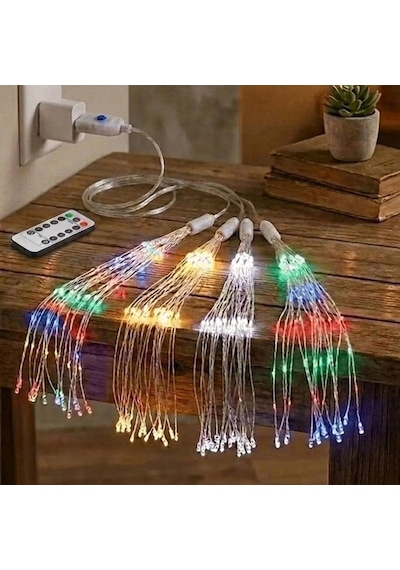 Büro Ev Ofis Hediyesi İçin Renkli 4led 8mod Açılır Kumandalı Işık Seti