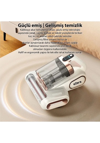 Ezere Dustaway 17000pa Güçlü Kablosuz Akar Ve Toz Uv Işıklı Yatak Ve Koltuk Temizleyici- 5775