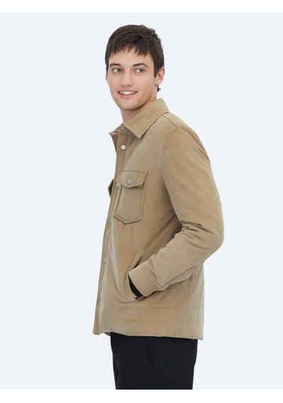 Kip Deve Tüyü Regular Fit Gömlek Yaka Casual Dokuma Mont Deve Tüyü