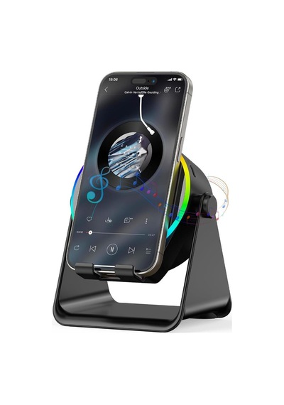 Alfalink Sns9101 Kablosuz İndüksiyon Hoparlör 5'i 1 Arada Bluetooth Hoparlör, Telefon Tutucu, Surround Ses Android/Apple Uyumlu iPhone Siyah Siyah