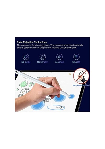 Tüm Cihazlar Ile Uyumlu Stylus Hassas Yazı Çizim Kalemi 2 Yedek Uç Hediye Beyaz - 599401061