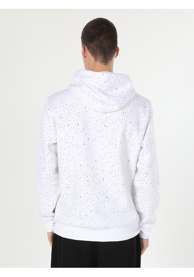 Colin's Colins Regular Fit Kapüşonlu Baskılı Beyaz Erkek Sweatshirt Cl1060038 Beyaz