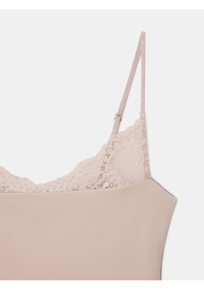 Dilvin 32730 Dantel Detaylı Askılı Bodysuit-taş