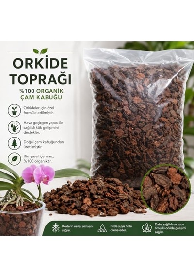 Zevli Premium Organik Orkide Toprağı 1 Lt%100 Doğal Çam Kabuğu Orkide Severlere Özel 0.1 KG