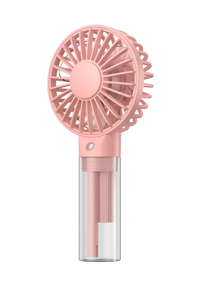 Warmco K31 Su Püskürtmeli Şarjlı El Vantilatörü Taşınabilir Masaüstü Standlı 3 Kademeli Serinletici Mini Soğutucu Fan Pembe