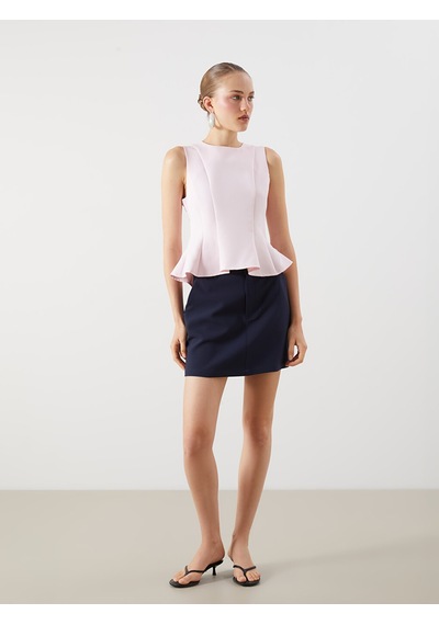 Lcw Vision Pembe Bisiklet Yaka Peplum Bluz