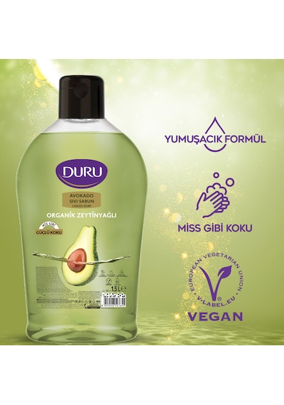 Duru Organik Zeytinyağlı Avokado Sıvı Sabun 2 x 1500 ML + 500 ML