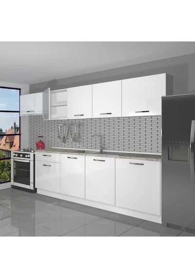Decoraktiv Smart 280 Mdf Hazır Mutfak Dolabı - Tezgah Dahil - Parlak Beyaz