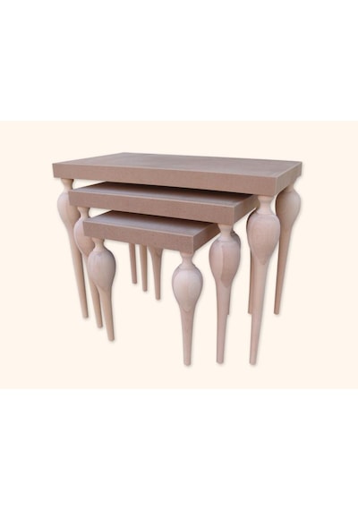 Zigon Sehpa TOMBUL Torna Kayın Ayak Model MDF tabla HAM El yapım Kutuda sevk.