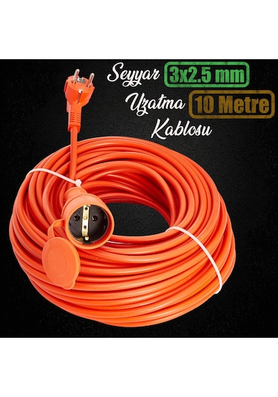 Seyyar Uzatma Kablosu 3x2.5 Mm 10 Metre