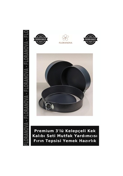 Premium 3'lü Kelepçeli Kek Kalıbı Seti Mutfak Yardımcısı Fırın Tepsisi Yemek Hazırlık Çok Renkli