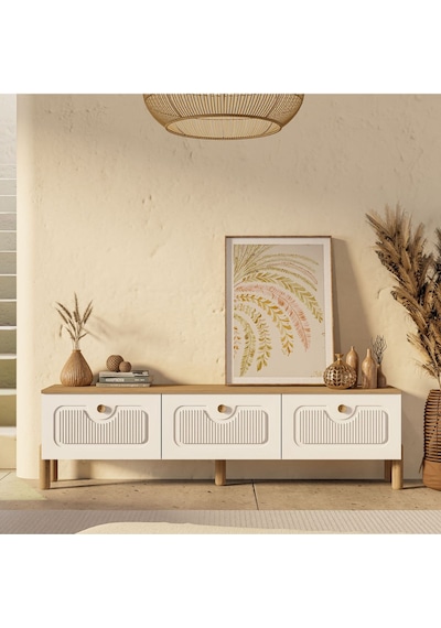 4090 Napoli 180 Cm Membran Mdf Kapaklı Bohem Tv Ünitesi Sepet - Beyaz Beyaz - Meşe 4090 Napoli 180 Cm Membran Mdf Kapaklı Bohem Tv Ünitesi Sepet - Beyaz Beyaz - Meşe