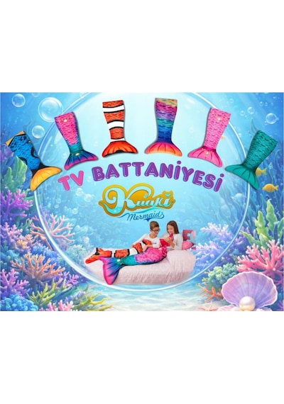 Kuaki Mermaids Deniz Kızı Kostümlü Tv Battaniyesi Magic Çok Renkli