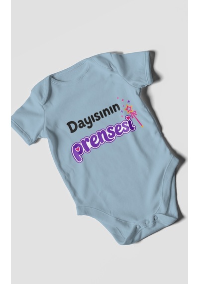 Morivokids Dayısının Prensesi Kısa Kollu Bebek Body %100 Pamuk Bebe Mavisi