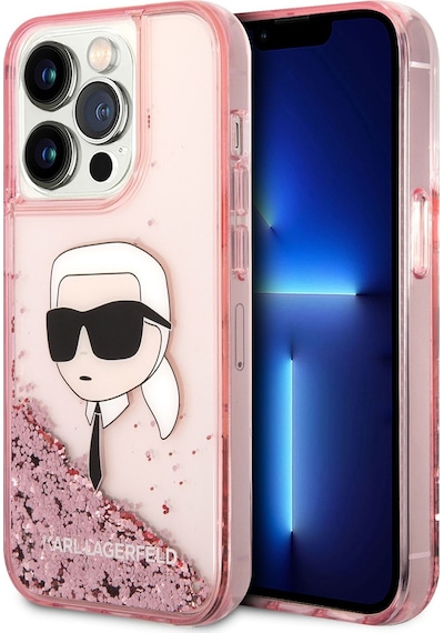 Apple Uyumlu iPhone 14 Pro  Kılıf Sıvılı Simli Karl Head Dizayn Kapak