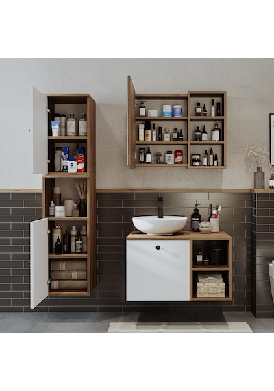 Lavabolu Mdf 75 Cm Lotus Çekmeceli Banyo Dolabı + Aynalı Dlp Atlantik Çam - Beyaz Lavabolu Mdf 75 Cm Lotus Çekmeceli Banyo Dolabı + Aynalı Dlp Atlantik Çam - Beyaz