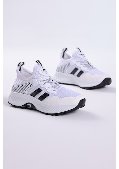 Tonny Black Çocuk Unisex Beyaz Siyah Rahat Kalıp Nefes Alabilen Kumaş Bağcıklı Sneaker TBTMKD015