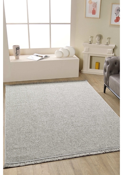 Mariesse Home Naturel Bukleli Yumuşak Dokulu Iskandinav Dokuma Halı E603 Gri