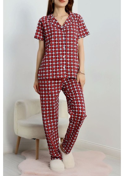 Seka Store Seka Baskılı Düğmeli Pijama Takım Laciekose - 50776.1773. Çok Renkli