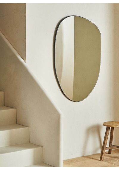 Luna Asimetrik Model Çerçevesiz Ayna Duvar Aynası Konsol Aynası GÜMÜŞ