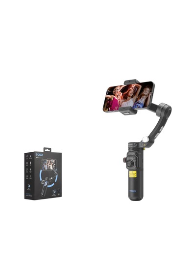 Tokqı M02 3 Eksenli Gimbal Selfie Çubuğu Aı Takipli Bluetooth Tripod Siyah
