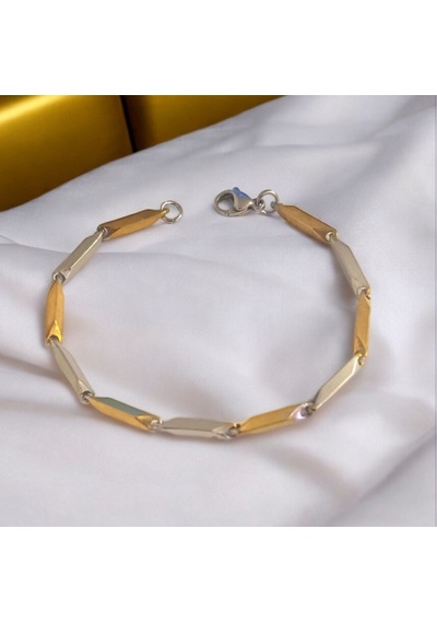 Erkek Çelik Zincir Bileklik 88220 Gold - Gümüş