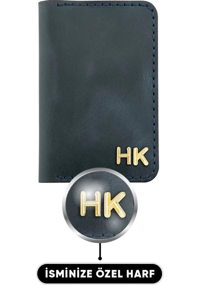Twingold İsme Özel Dikey Mini Cüzdan - %100 Rainbow Deri - A010005 - Lacivert Lacivert