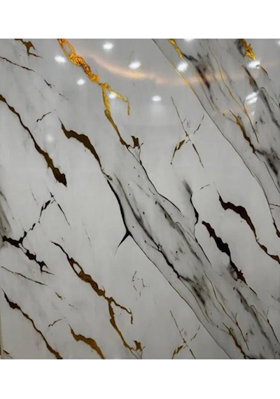 Shiny Yaldız-gold Mermer Desenli 60x30cm Yapışkanlı Mutfak Banyo Kaplama Duvar Paneli Kağıdı Ls6010 Altın
