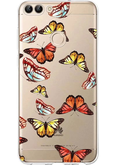 Huawei P Smart 2018 İle Uyumlu 1mm Slim Fit Water Color 2 Baskılı Şeffaf Kılıf Şeffaf