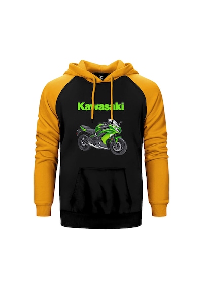 Kawaski Ninja 650r Sarı Renk Reglan Kol Kapşonlu Sweatshirt Sarı