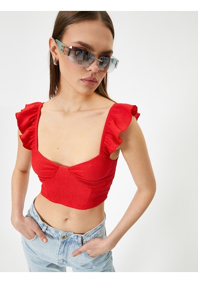 Koton Fırfırlı Crop Bluz Arkası Bağlamalı Kolsuz Kalp Yaka Slim Fit Kırmızı 4sal30050ık Kırmızı Koton Fırfırlı Crop Bluz Arkası Bağlamalı Kolsuz Kalp Yaka Slim Fit Kırmızı 4sal30050ık Kırmızı