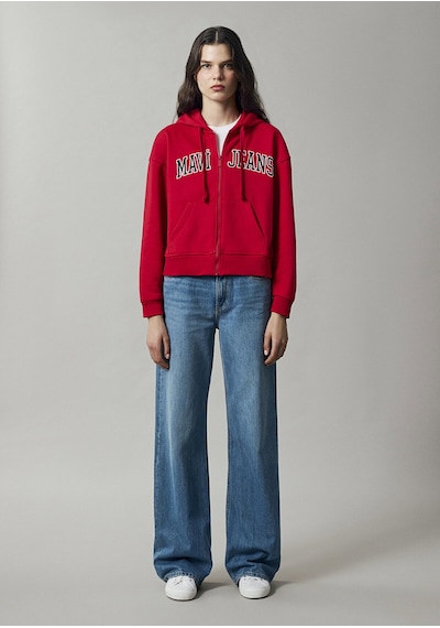Mavi Fermuarlı Logo Sweatshırt Kırmızı