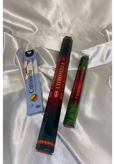 Sivrisinek Önleyici Citronella Çubuk Tütsü Seti 3 20 Çubuk Oda Ve Bahçe Boyu
