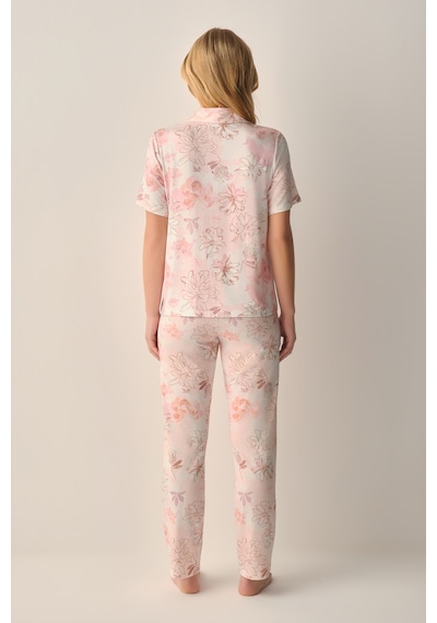 Suwen Lula Gömlek Yaka Pijama Takımı Sh26617660b334 Pembe