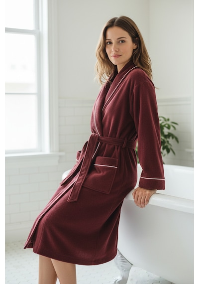 % 100 Pamuklu Laodikeia Kimono Bornoz Unisex Kadın Erkek Bordo