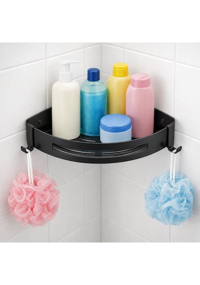 Fause Banyo Köşe Rafı 304 Paslanmaz Çelik 23x23 Cm Siyah Kbk100-b Mat Siyah