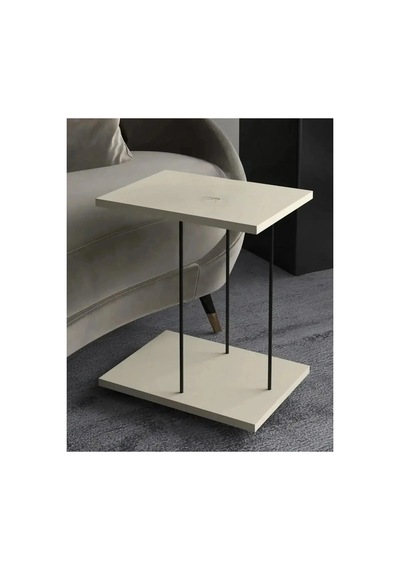 Tekerlekli Yan Sehpa Krem