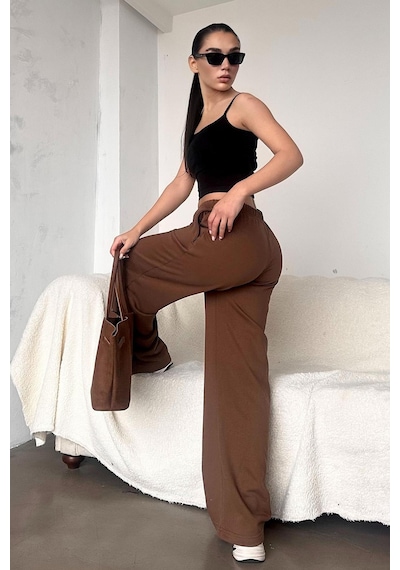 Madmext Kahverengi Bol Paça Kadın Eşofman Altı Mg2279 Kahverengi