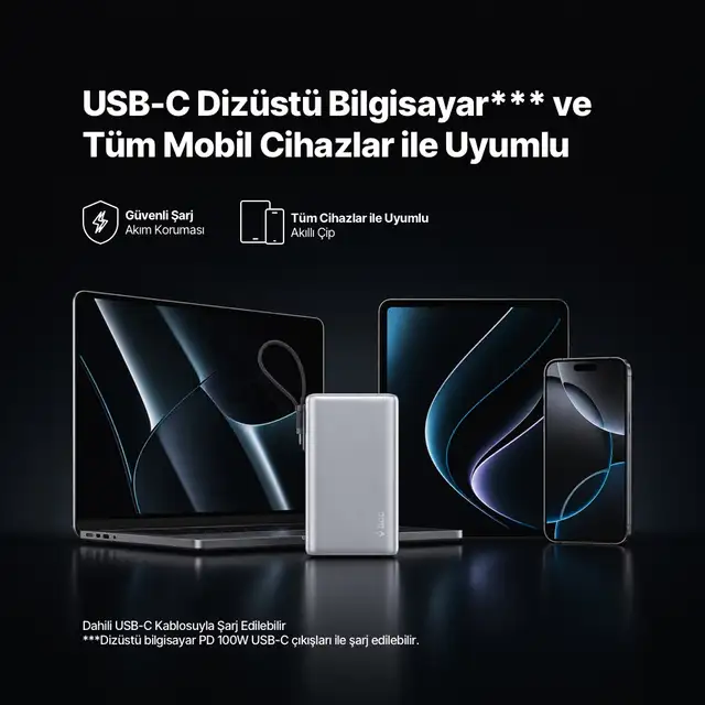 2bb274g Ttec Recharger Pro Max Tft 25.000mah Pd 100w Usb-c Dahili Kablolu Taşınabilir Hızlı Şarj Aleti/powerbank 2bb274 Gümüş