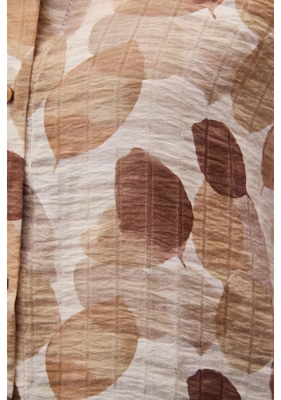 Sateen Kolu Katlamalı İnce Gömlek - Kahve-137205 kahve