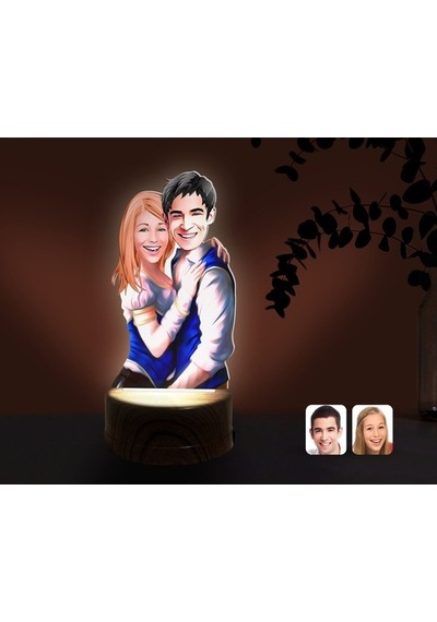 Kişiye Özel Sevgililer Karikatürlü Dekoratif 3D Biblo Led Işıklı (481495224)