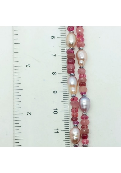 2846 Yakut Spinel Hematit El Yapımı Çelik Aparatlı Kolye 046 - Pembe