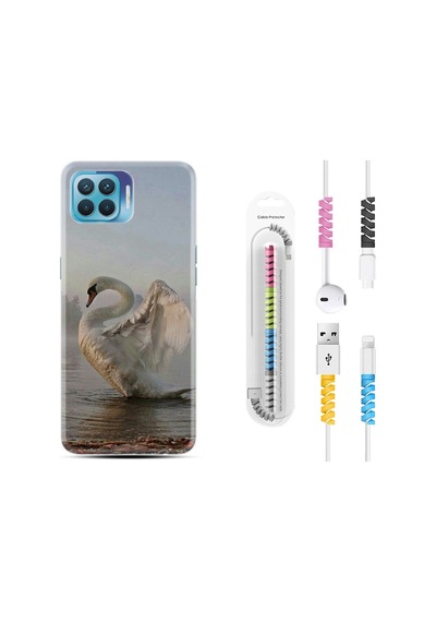 Oppo Reno 4 Lite Kılıf Kablo Koruyuculu Swan 1343